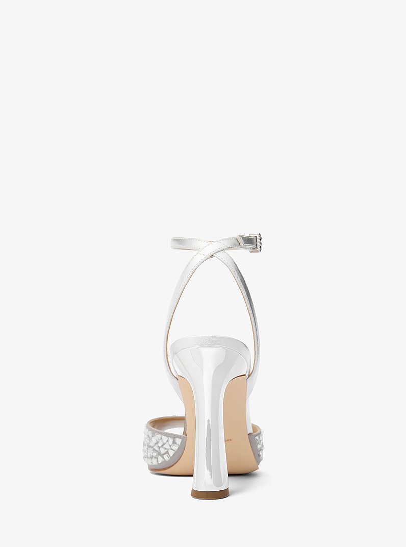 Rosie Embellished Metallic Sandal in SILVER | Michael Kors