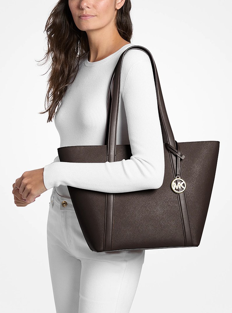 Pratt Large Saffiano Leather Tote Bag in CHOCOLATE | Michael Kors