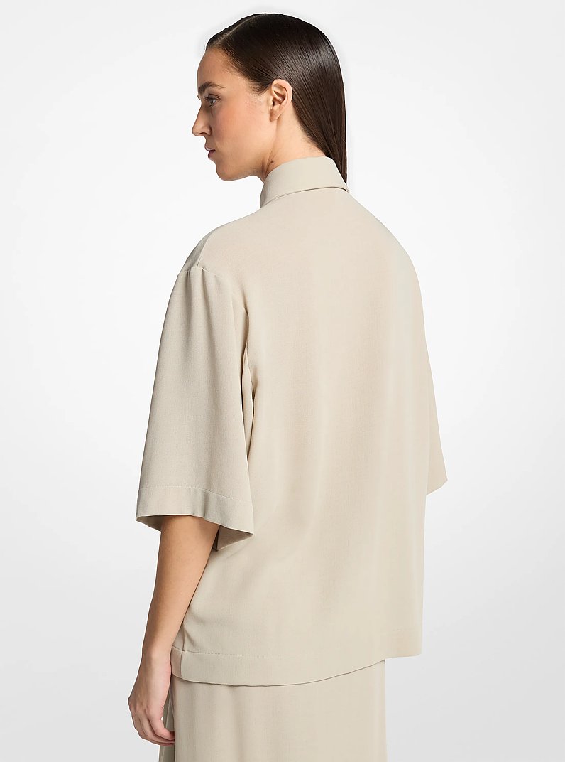 Camisa de crep&eacute; de lana in ALMENDRA | Michael Kors