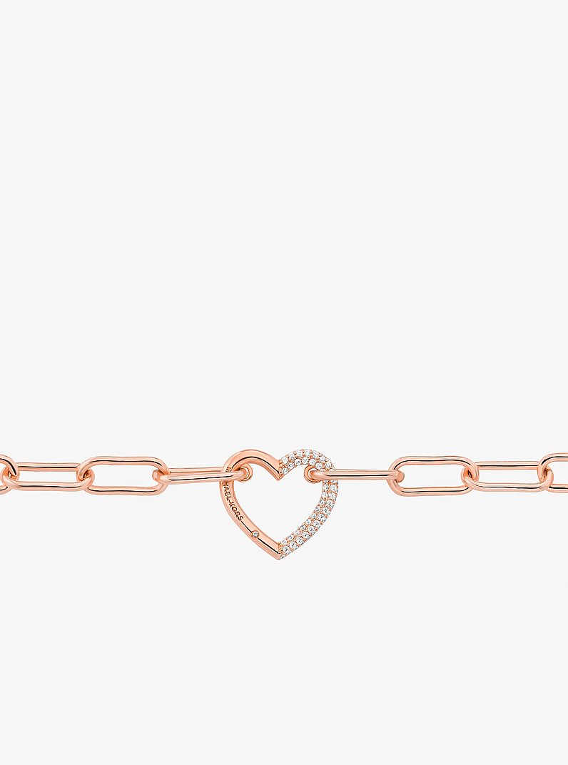 Pav&eacute; Heart Curb-Link Necklace in ROSE GOLD | Michael Kors