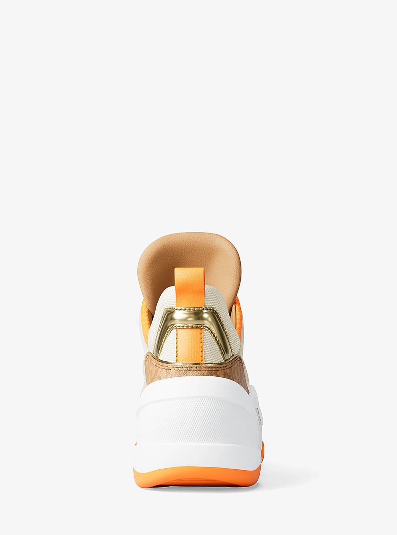 Olympia Mixed-Media Trainer in POP ORANGE | Michael Kors