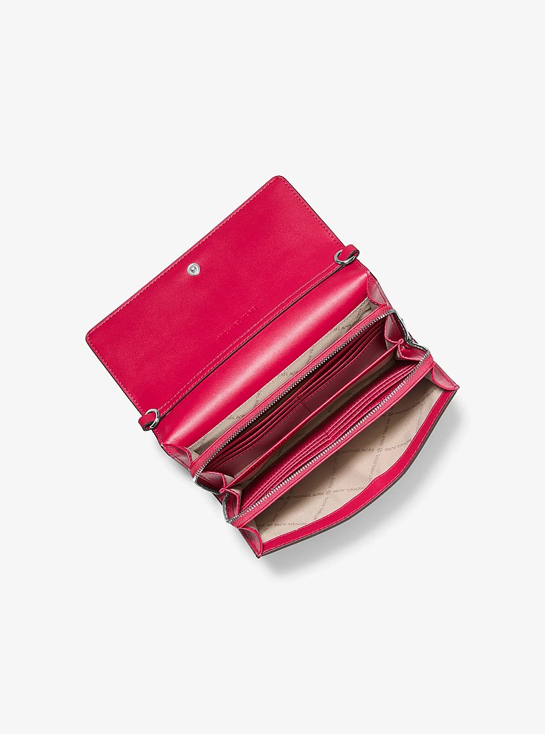 Jet Set Large Ombré Signature Logo Crossbody Bag in DARK RASPBERRY