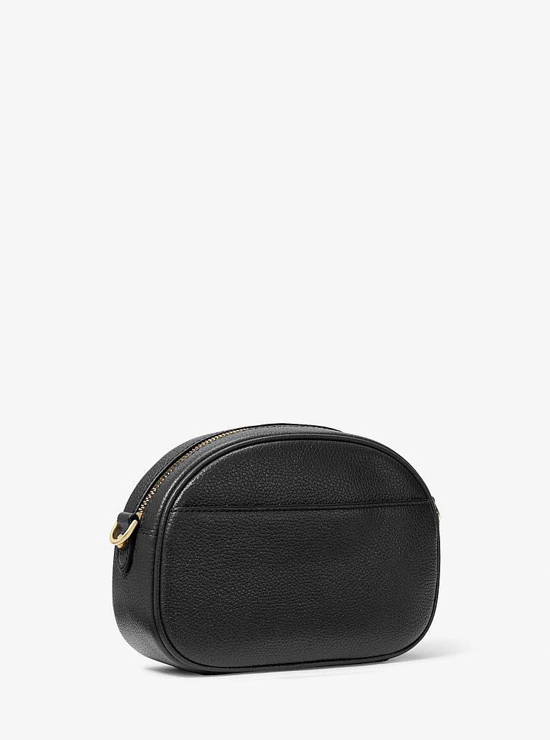 Jet Set Small Pebbled Leather Convertible Camera Bag in BLACK | Michael Kors