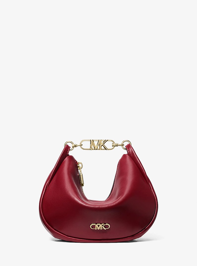 Kendall Small Leather Shoulder Bag in DEEP RED | Michael Kors