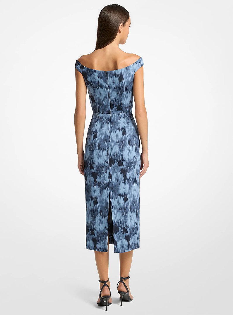 Floral Chin&eacute; Stretch Cady Sheath Dress in LAKE MULTI | Michael Kors