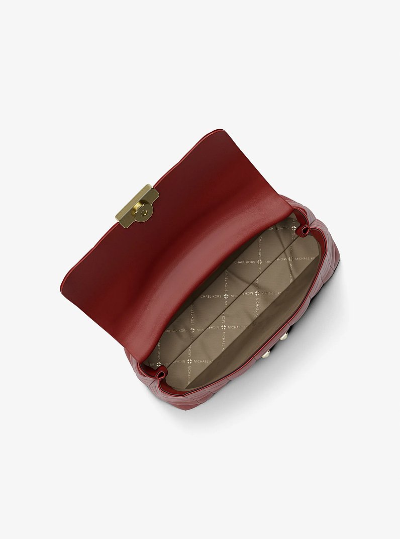 Tribeca Medium Quilted Leather Satchel in CRIMSON | Michael Kors
