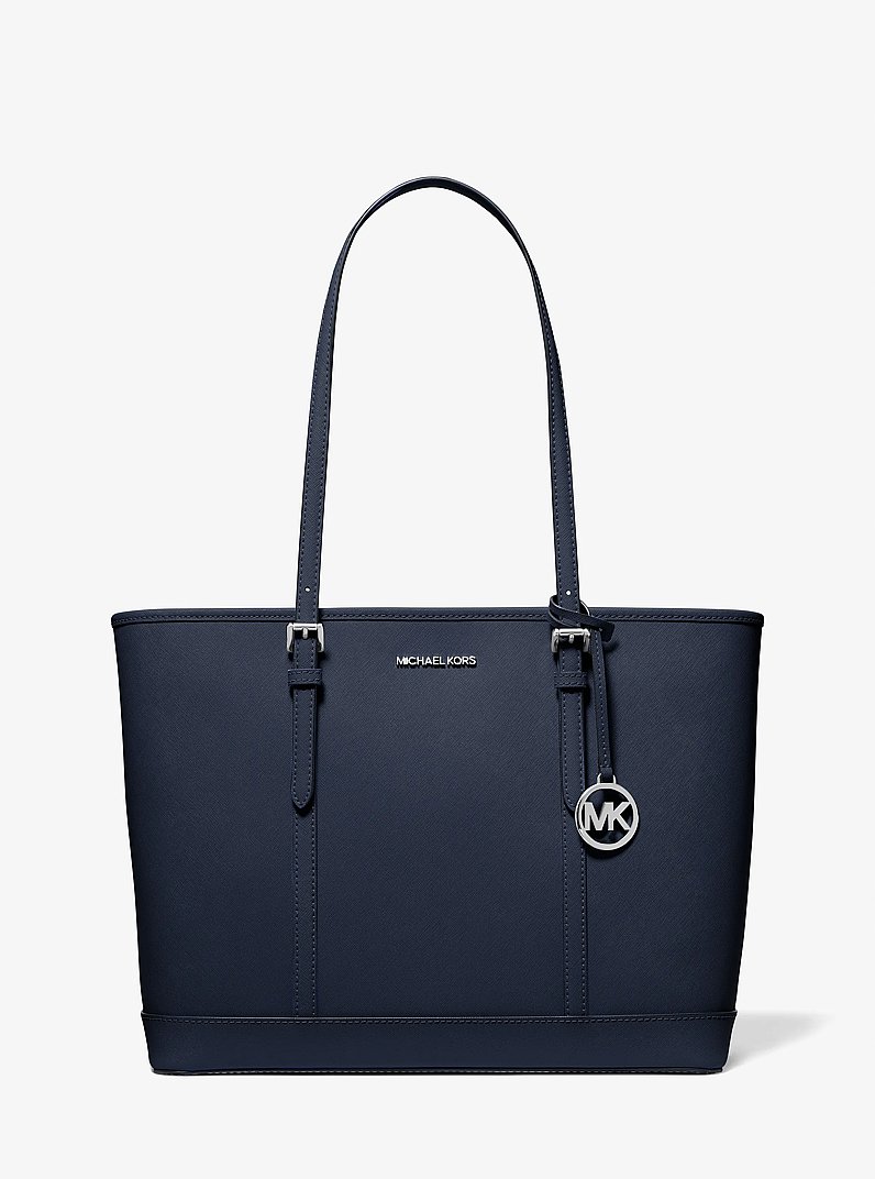 Jet Set Travel Large Saffiano Leather Tote Bag in NAVY | Michael Kors
