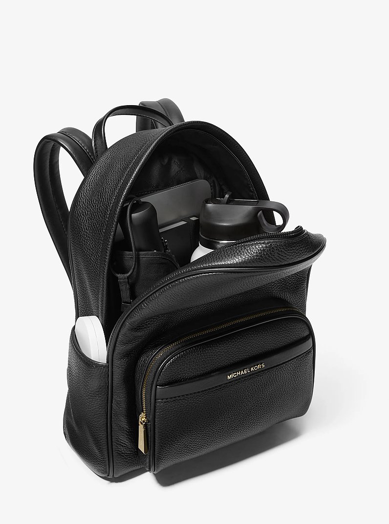 Bex Medium Pebbled Leather Backpack in BLACK | Michael Kors