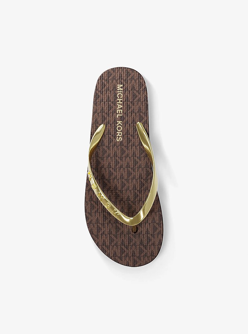 Signature Logo Flip Flops in BROWN | Michael Kors