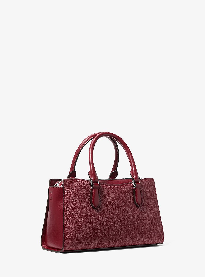 Arden Small Signature Logo Messenger Bag in MAROON | Michael Kors