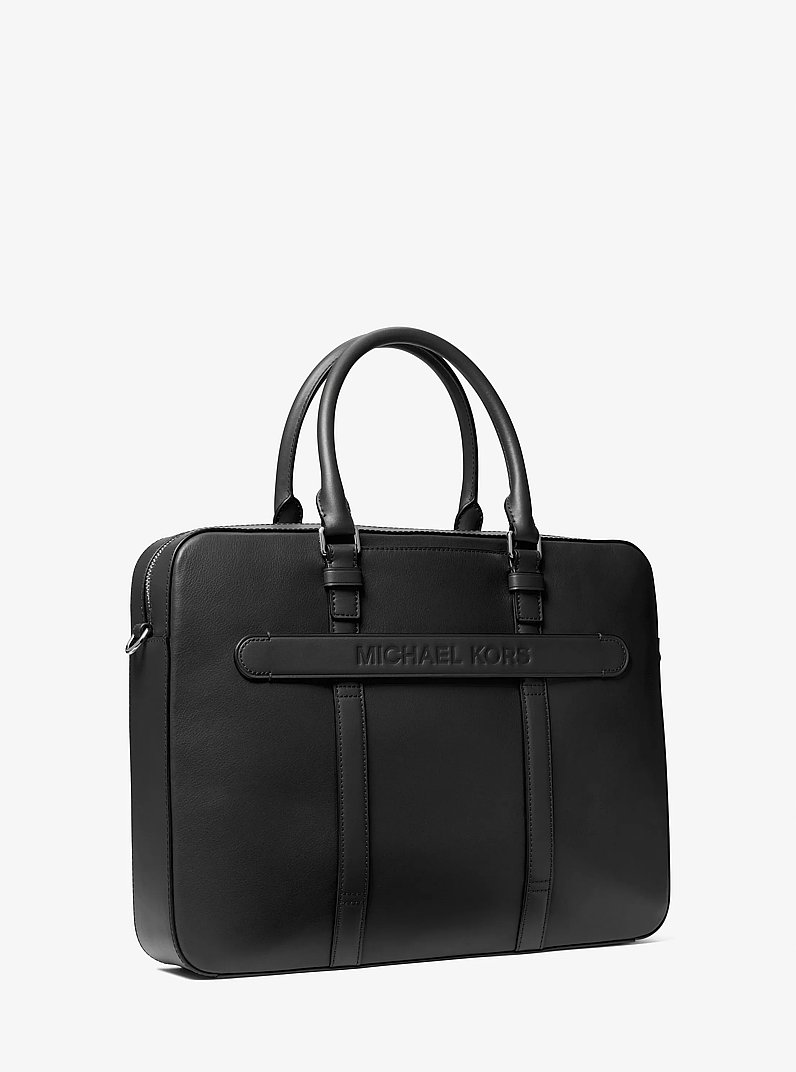 Michael Kors ビジネスバッグ ブラック Varick Large Leather Briefcase in BLACK - Sale | Michael Kors [US]