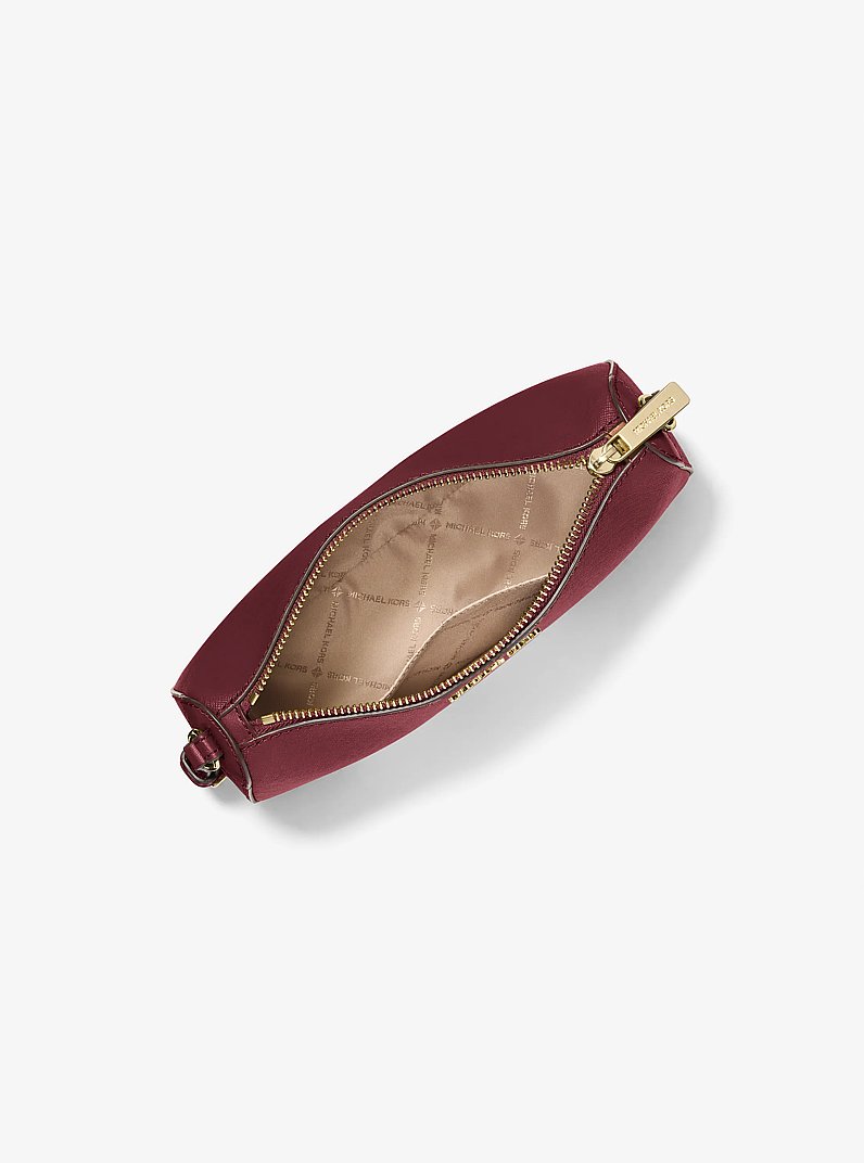Jet Set Medium Saffiano Leather Pochette in DK BERRY | Michael Kors