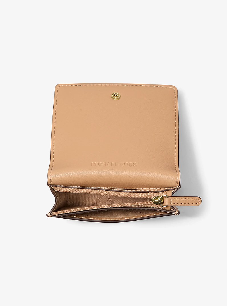 Carson Small Metallic Pebbled Leather Wallet in PALE GOLD | Michael Kors