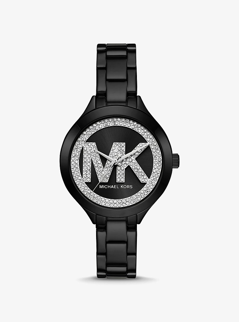 Montre Aspyn de ton noir &agrave; pav&eacute; et &agrave; logo in NOIR | Michael Kors