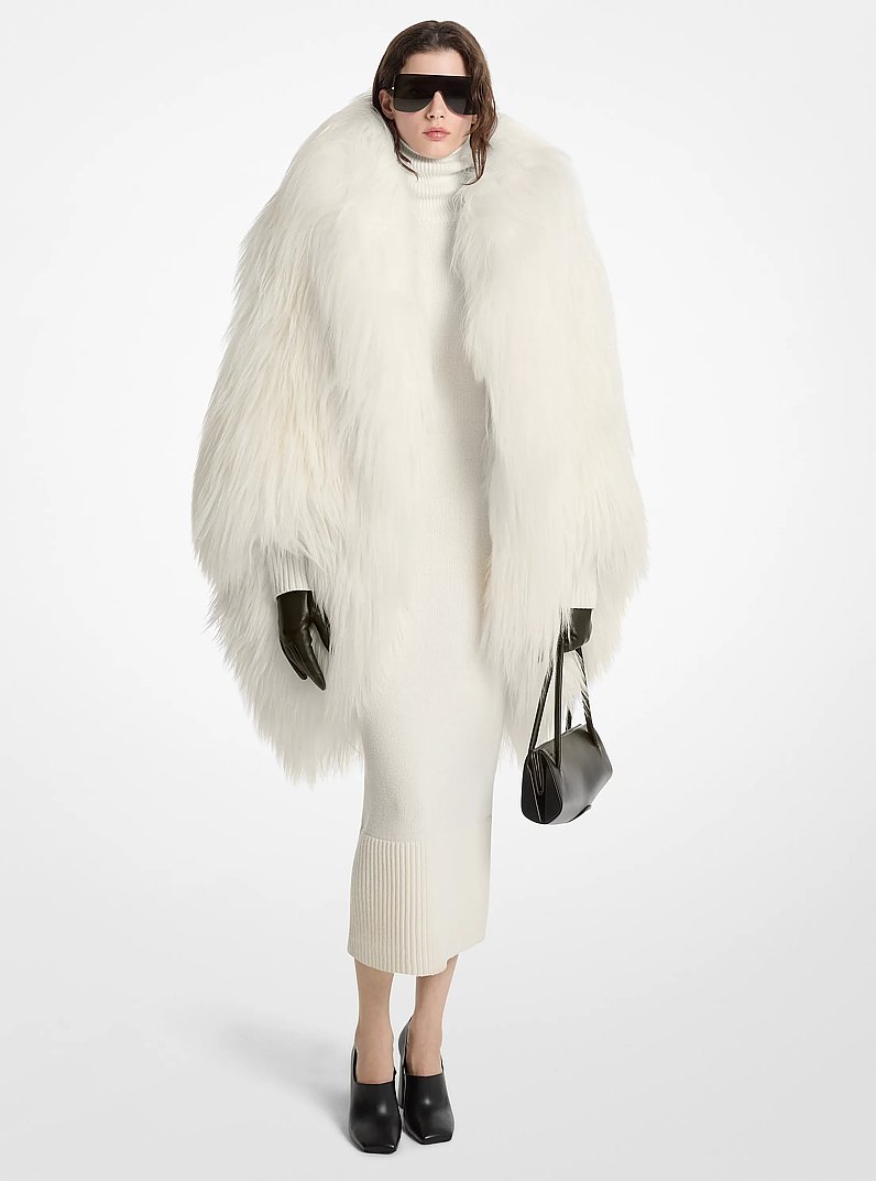 Shearling Bubble Coat in IVORY | Michael Kors