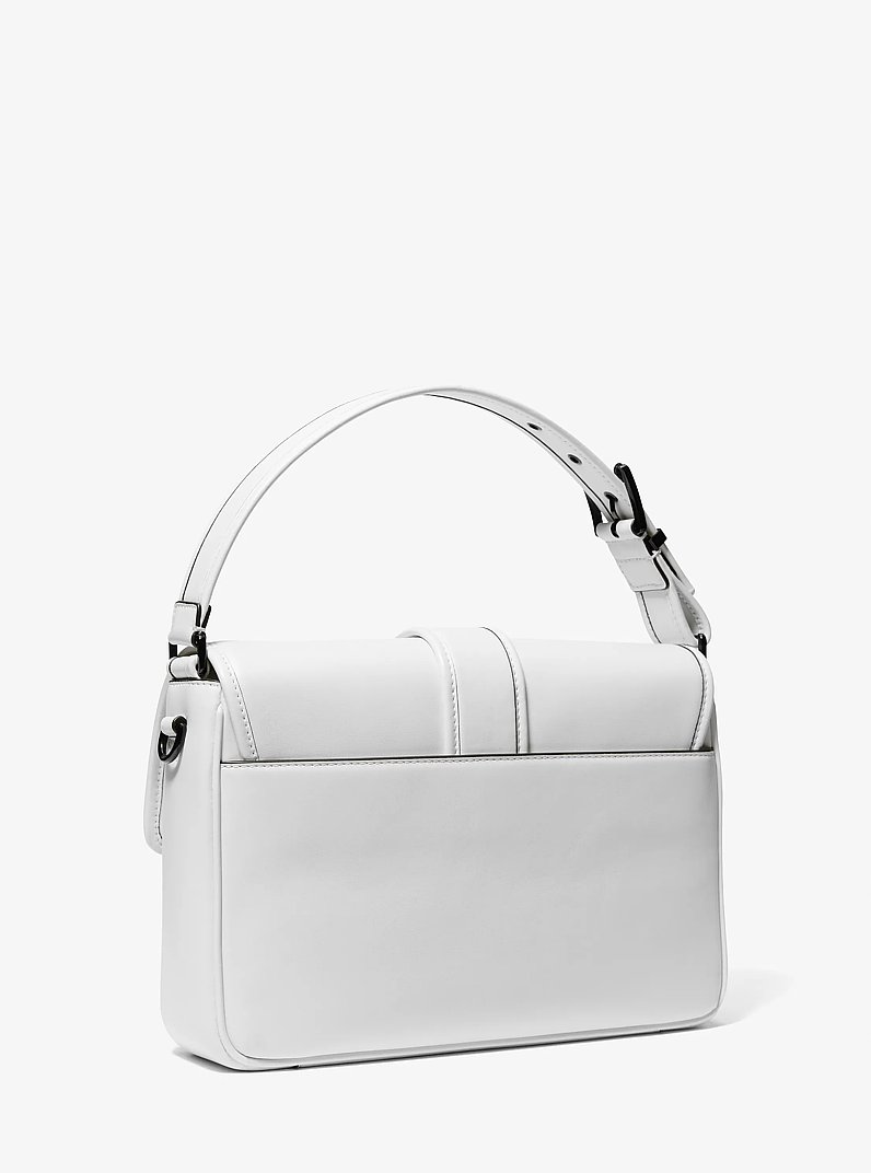Colby Medium Grommeted Leather Messenger Bag in OPTIC WHITE/BLK | Michael Kors