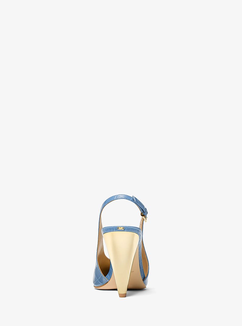 Electra Crocodile Embossed Leather Slingback Pump in FRENCH BLUE | Michael Kors