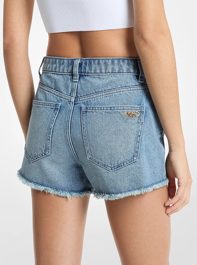 Gisele Frayed Denim Shorts in HORIZONWASH | Michael Kors