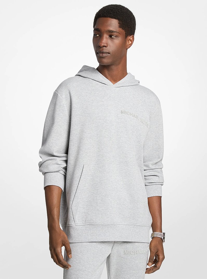Embossed Logo Cotton Blend Hoodie in HEATHER GREY | Michael Kors