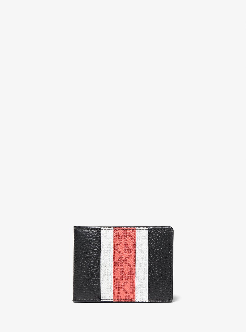 Pebbled Leather and Logo Stripe Billfold Wallet With Passcase Gift Set in DAHLIA | Michael Kors