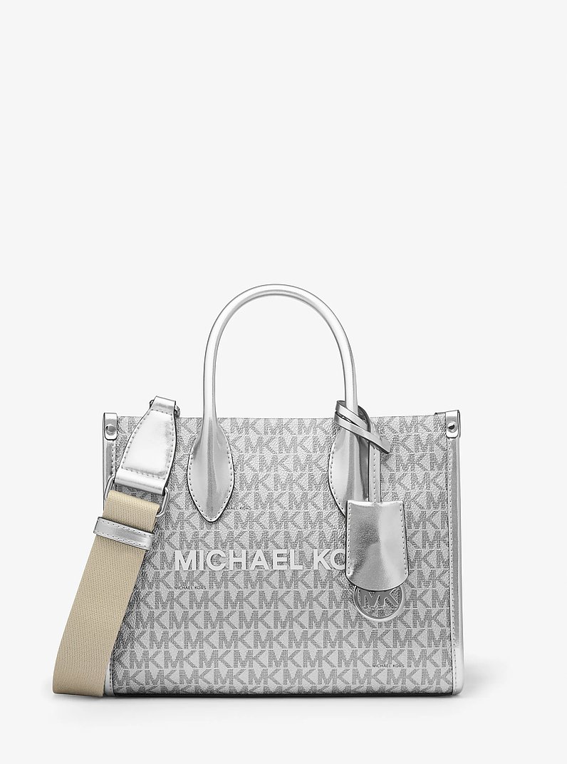 Bolso cruzado Mirella peque&ntilde;o metalizado con logotipo de la marca in PLATEADO | Michael Kors