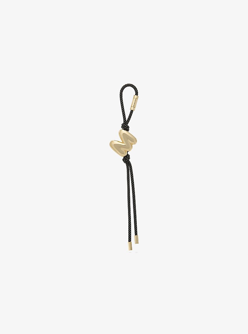 Initial Gold-Tone and Speckled Cord Bag Charm in 18K GOLD | Michael Kors