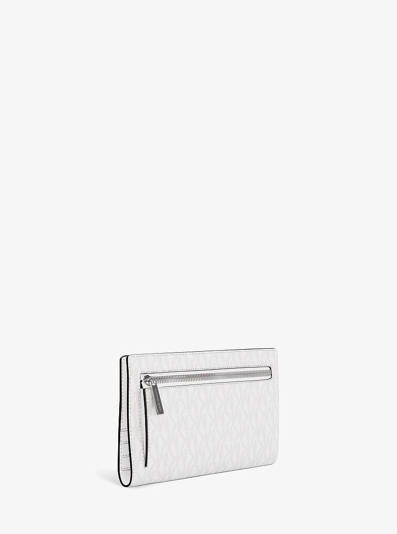 Grand portefeuille Carson &agrave; logo Signature in BLANC OPTIQUE | Michael Kors