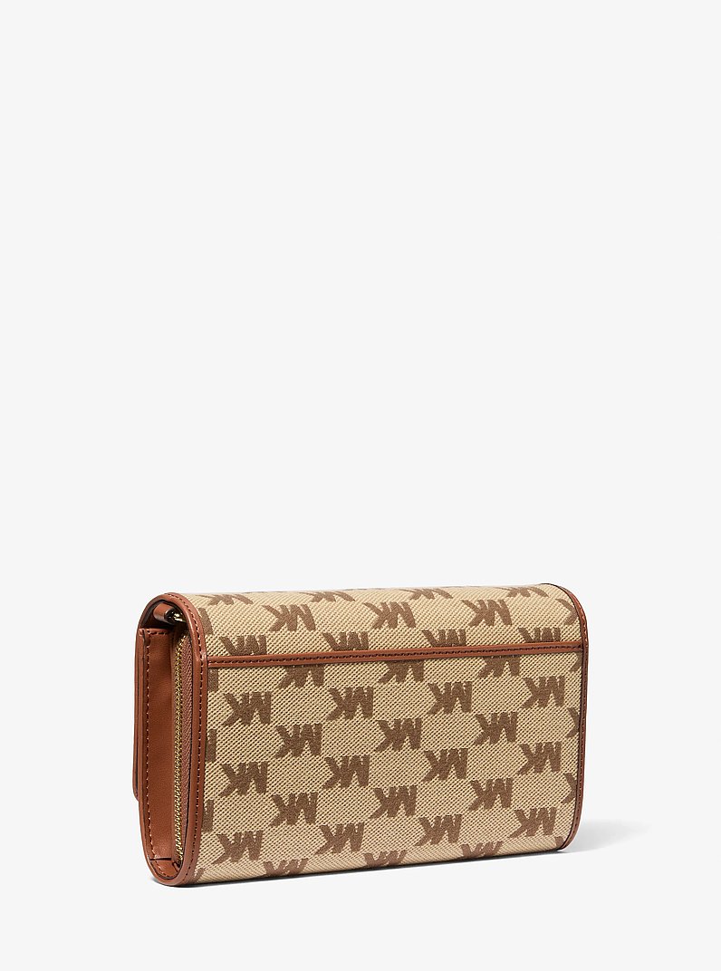 Jet Set Large Logo Jacquard Crossbody Bag in LUGGAGE | Michael Kors