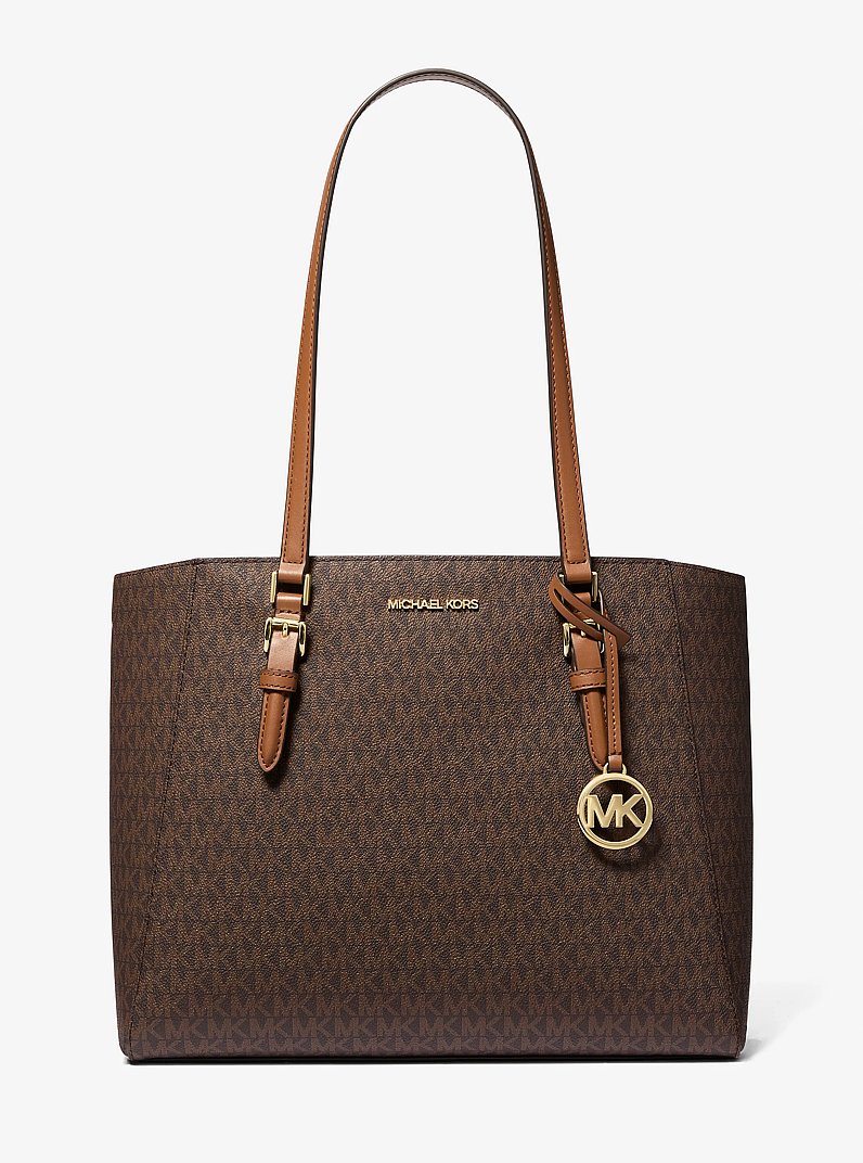 Charlotte Large 3-in-1 Signature Logo Tote Bag in BROWN | Michael Kors