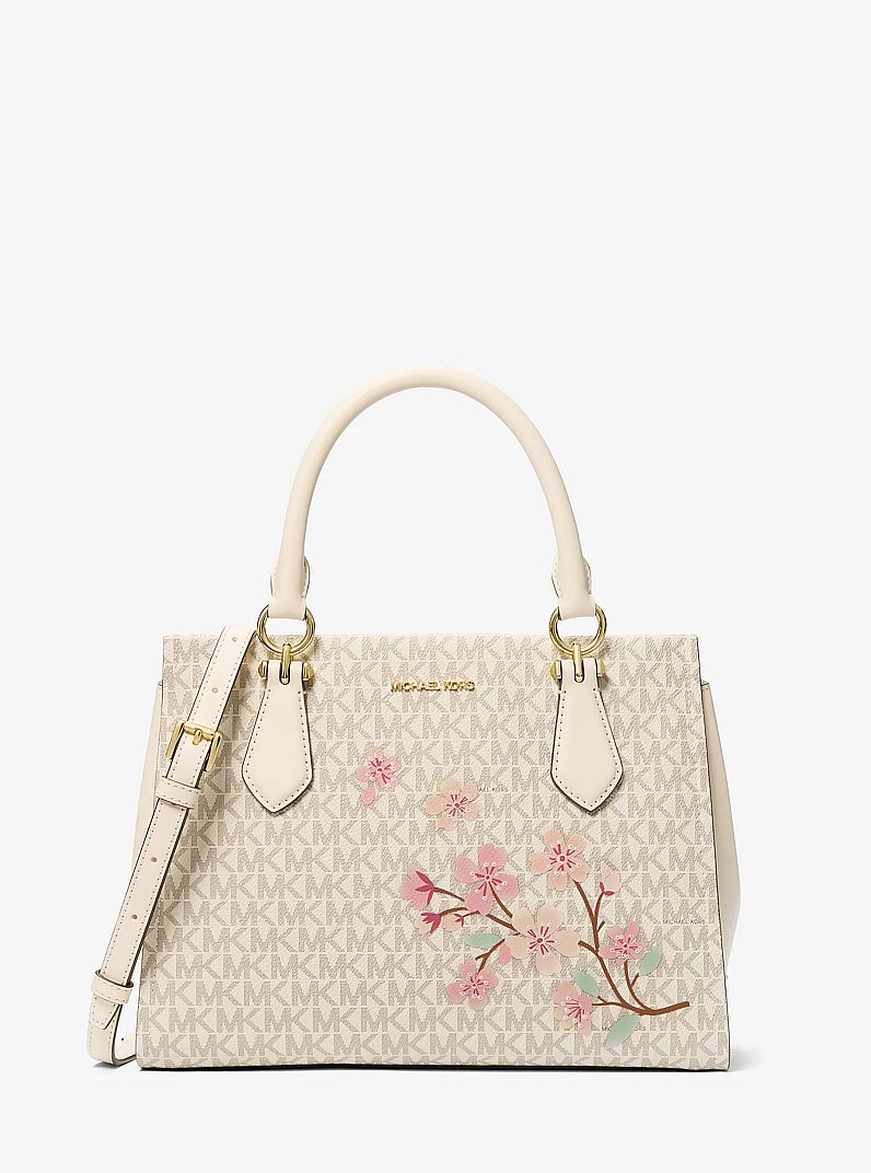 Marilyn Medium Embellished Signature Logo Satchel in LT CRM MULTI | Michael Kors