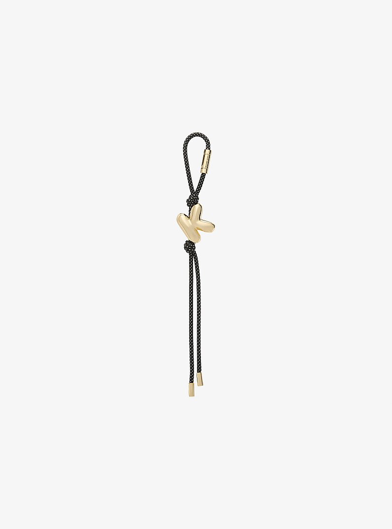 Initial Gold-Tone and Speckled Cord Bag Charm in 18K GOLD | Michael Kors
