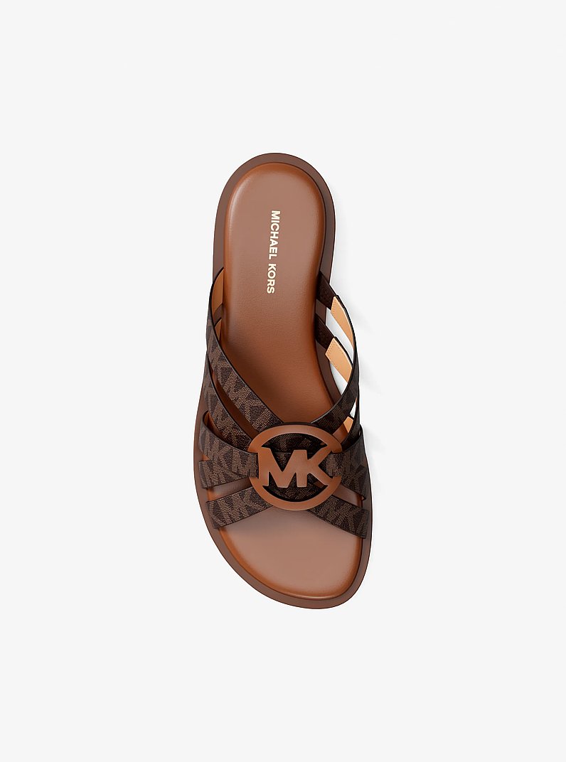 Sandalia Erika de piel con logotipo exclusivo in MARR&Oacute;N | Michael Kors