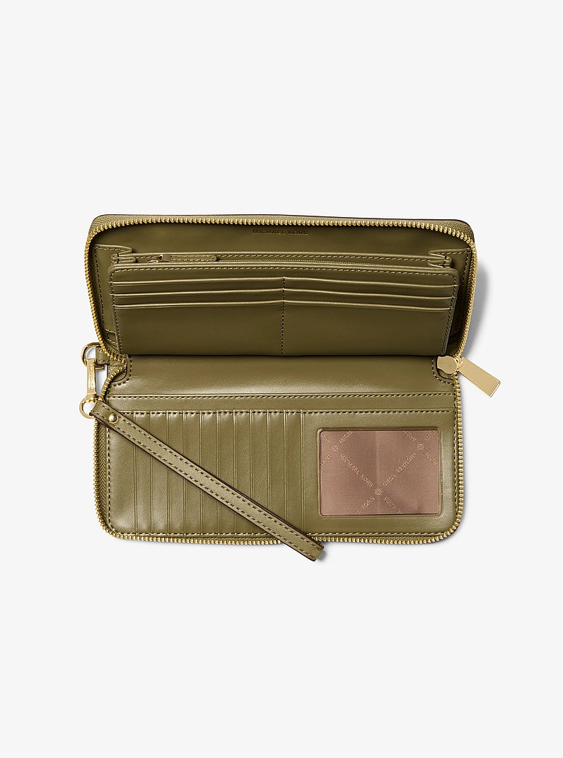 Large Logo Continental Wallet in SAFARI GREEN | Michael Kors
