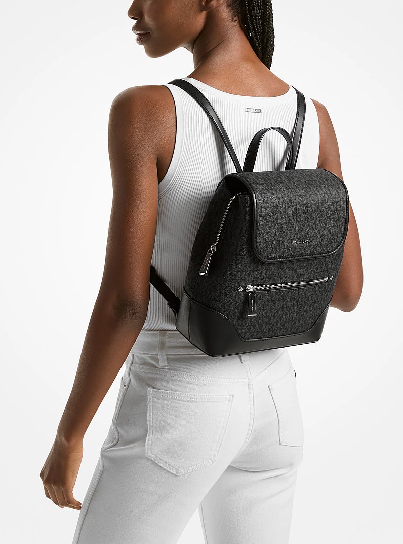 Harrison Medium Logo Backpack in BLACK | Michael Kors