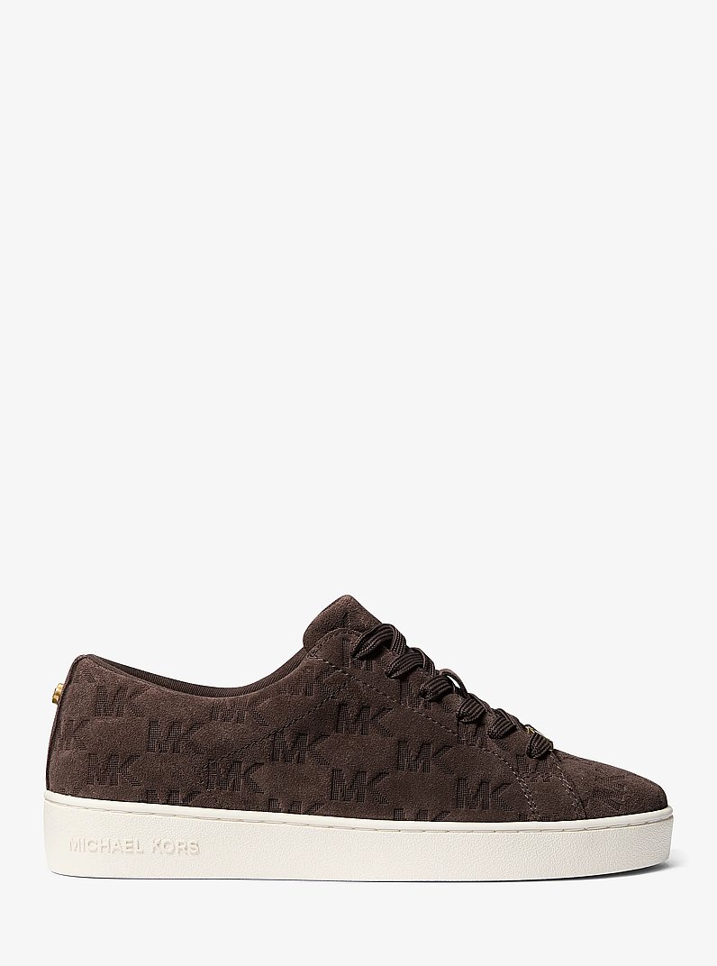 Keaton Logo-Embossed Suede Sneaker in CHOCOLATE | Michael Kors