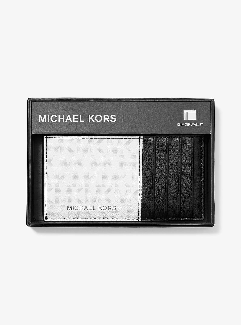Cooper Slim Signature Logo Zip Wallet in BRIGHT WHT | Michael Kors