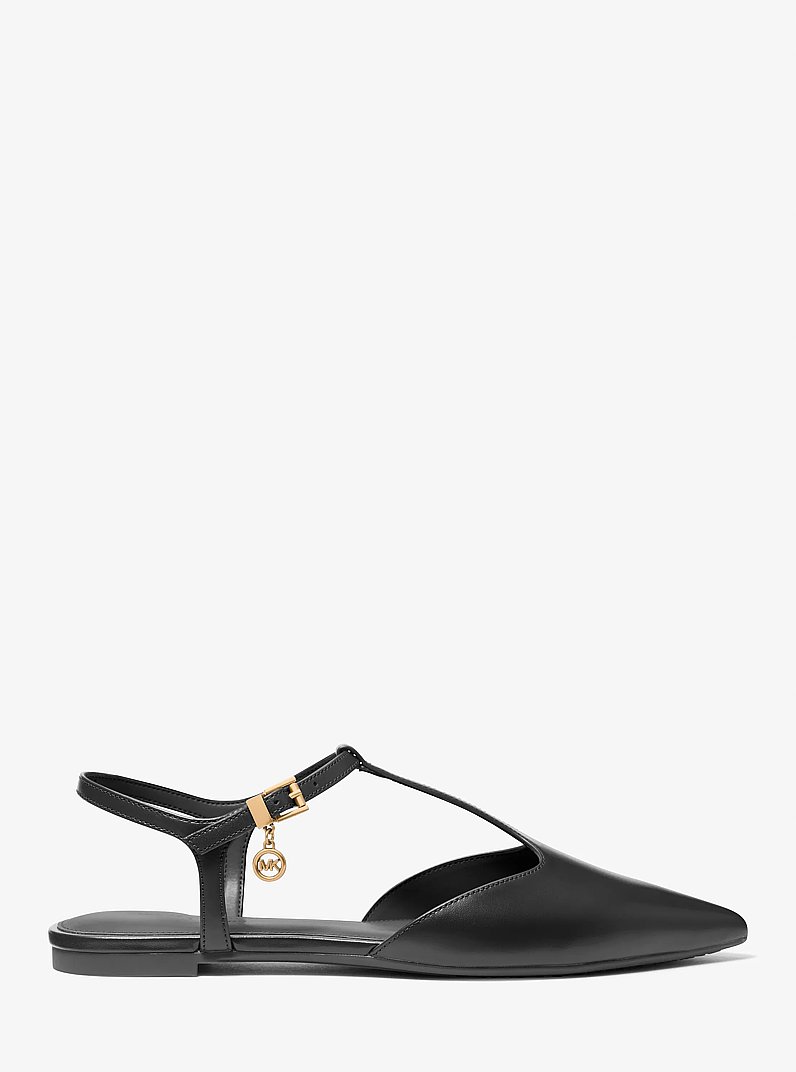 Cherie Leather T-Strap Flat in BLACK | Michael Kors