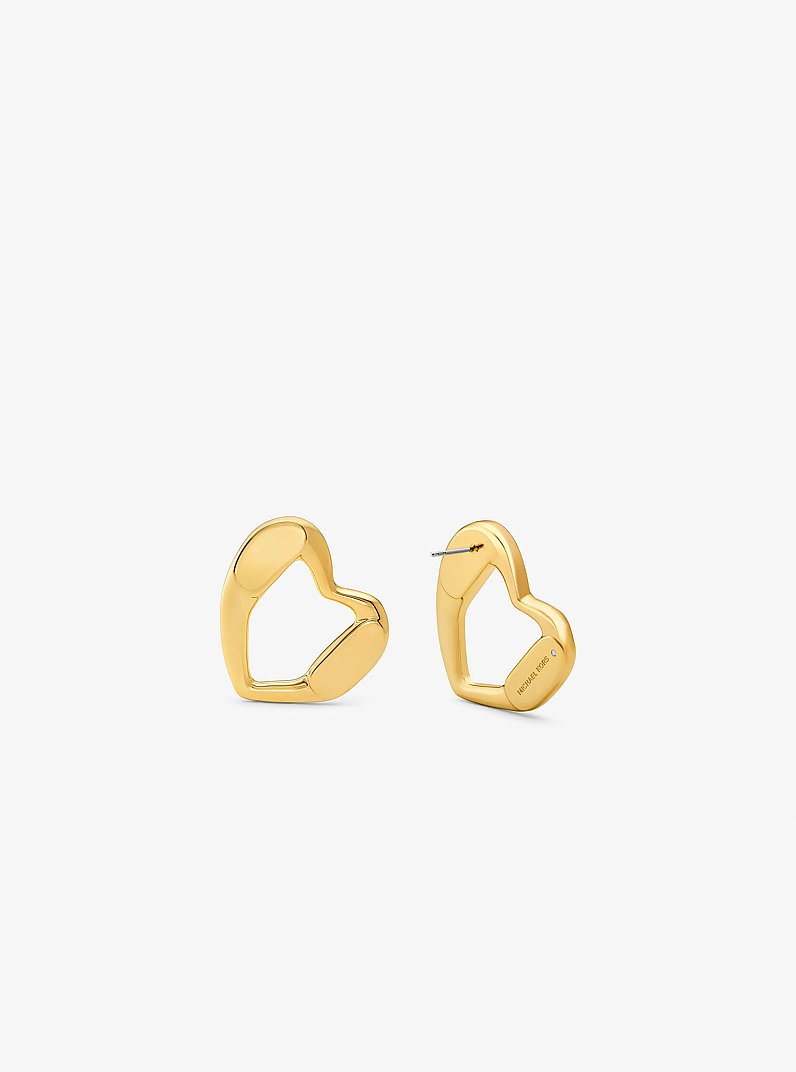 Precious Metal-Plated Brass Heart Stud Earrings in GOLD | Michael Kors