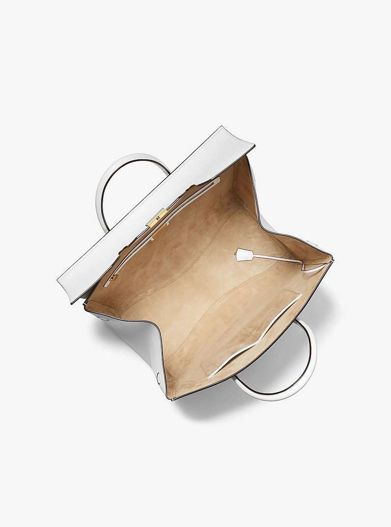 Campbell Large Leather Weekender Bag in OPTIC WHITE | Michael Kors