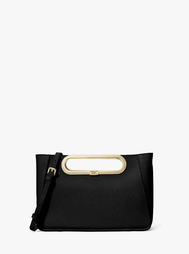 Chelsea Large Saffiano Leather Convertible Crossbody Bag in BLACK | Michael Kors