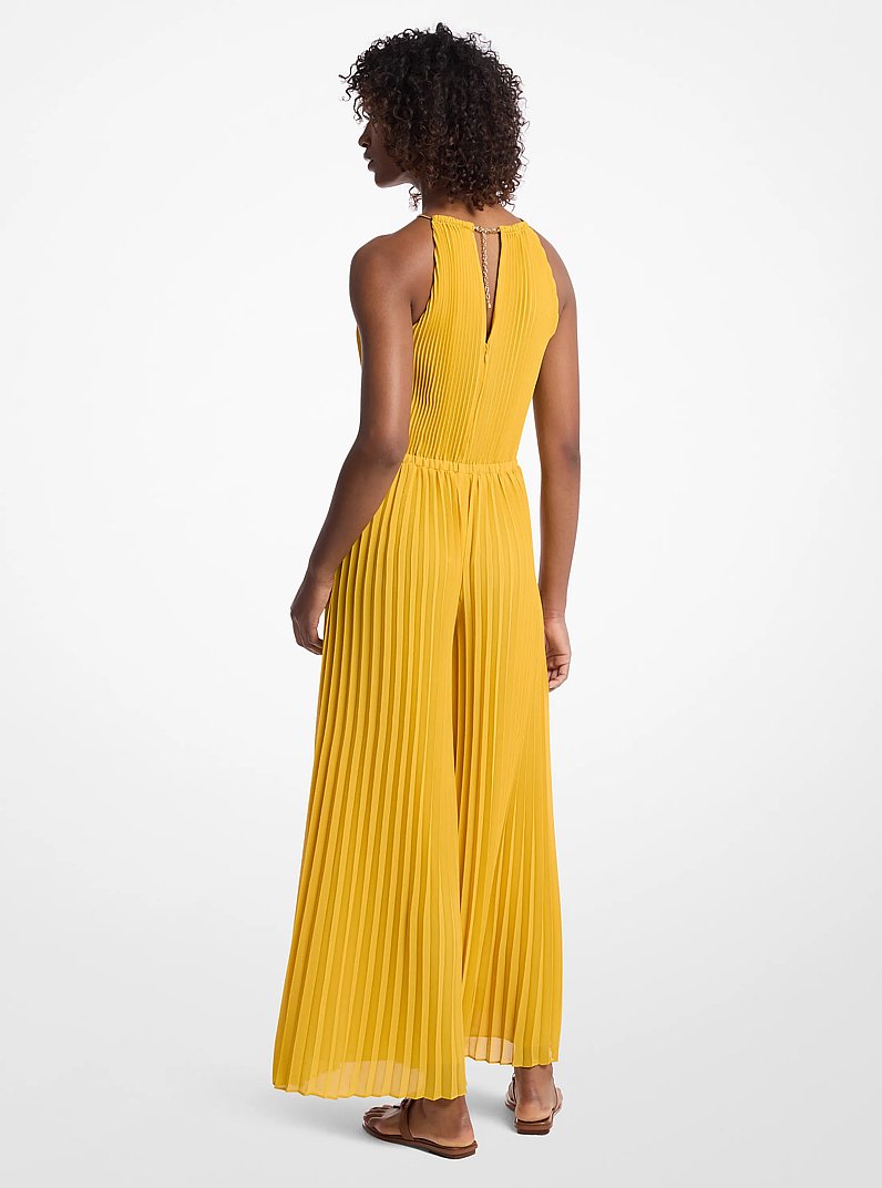 michael kors pleated georgette halter dress Embellished Jumpsuit in DAISY YELLOW - Sale For The Family Photos