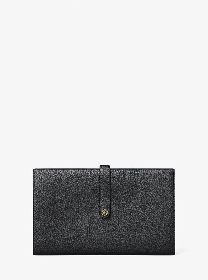 Jet Set Travel Small Pebbled Leather Wallet in BLACK | Michael Kors