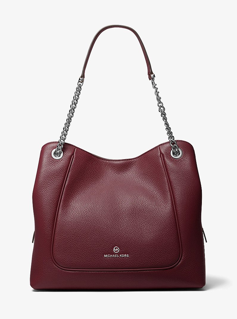 Grand sac &agrave; &eacute;paule Piper en cuir grain&eacute; in MERLOT | Michael Kors