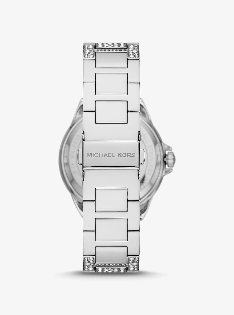 Reloj Camille oversize en tono plateado con incrustaciones in PLATEADO | Michael Kors