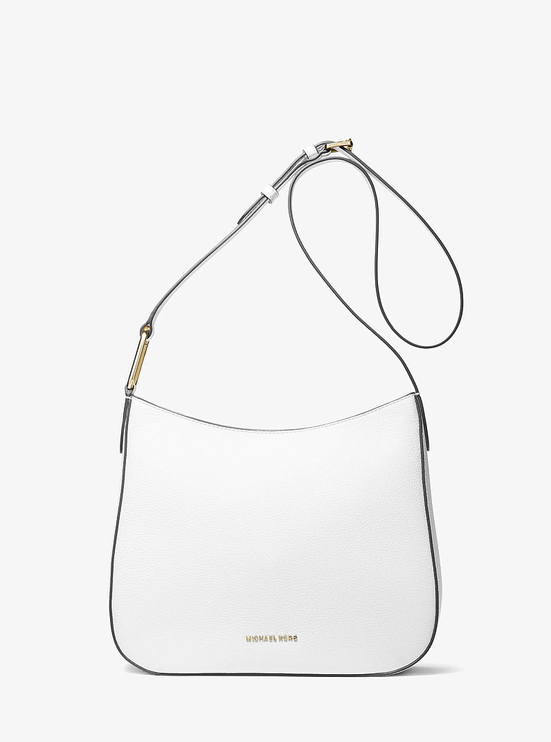 Grand sac &agrave; bandouli&egrave;re Kensington en cuir grain&eacute; in BLANC OPTIQUE | Michael Kors
