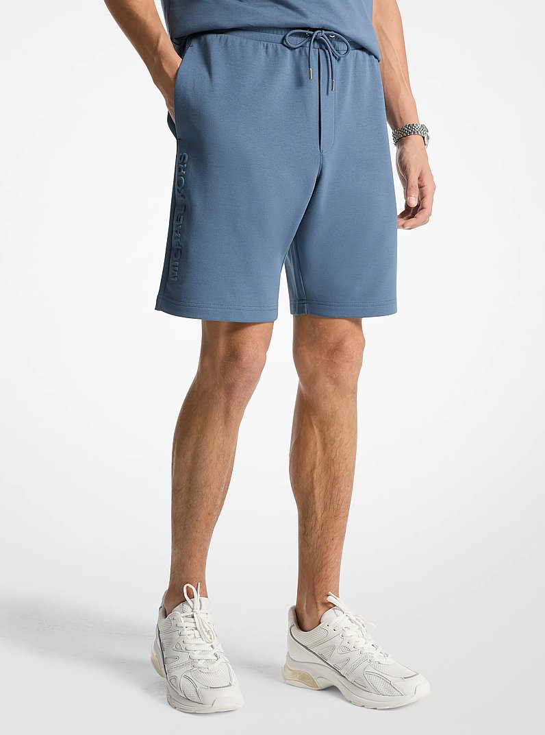 Pantal&oacute;n corto de mezcla de algod&oacute;n con logotipo en relieve in CHAMBRAY OSCURO | Michael Kors
