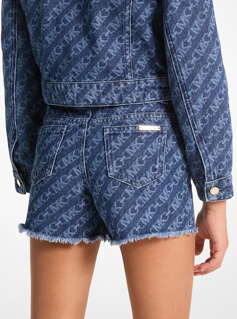 Shorts in denim con stampa logo Empire