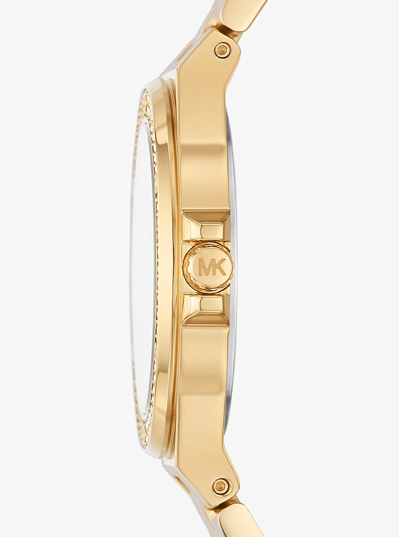 Mini Lennox Pav&eacute; Gold-Tone Watch in GOLD | Michael Kors