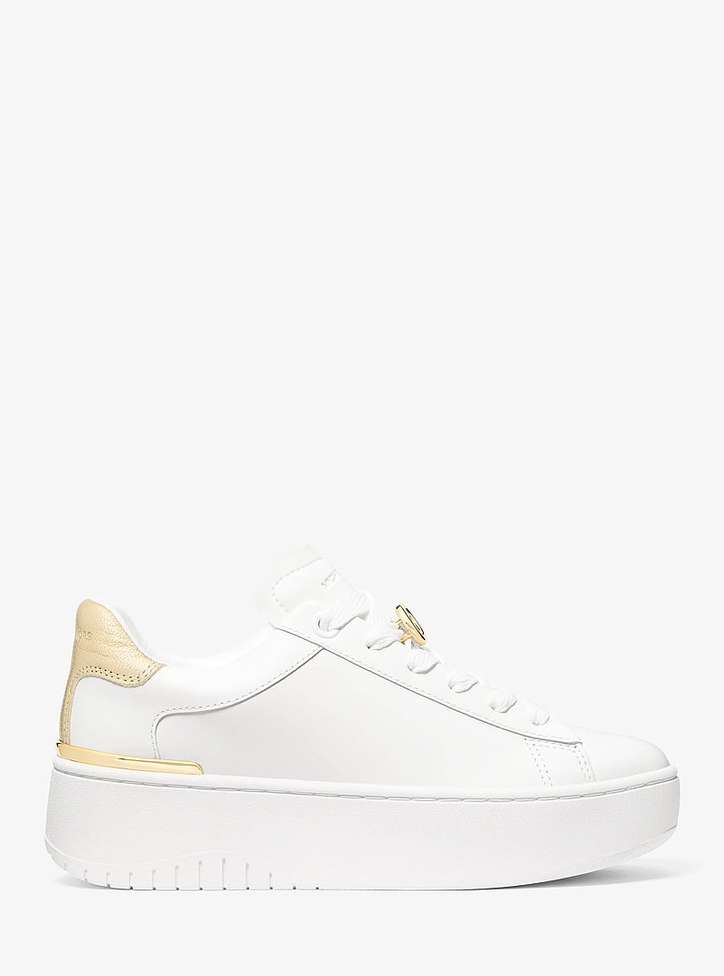 Dottie Leather Platform Sneaker in PALE GOLD | Michael Kors