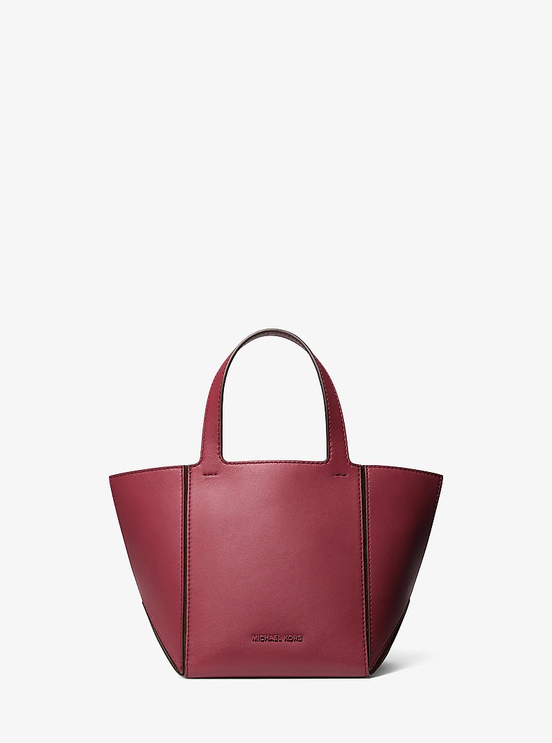 Jordi Small Leather Tote Bag in DEEP RED | Michael Kors